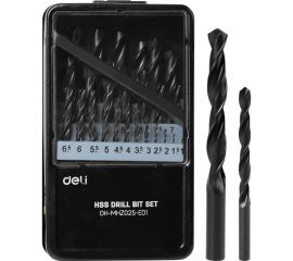 Набор сверл по металлу hss DH-MHZ025-ED1 1-13 мм, 25 шт, металлический кейс DELI 112193 