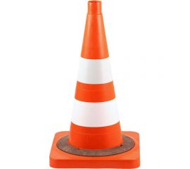 Дорожный конус Технология КС-2.6.0 520 мм, мягкий, комбинированный 1 светоотр. + 1 белая полосы, кв. осн., утяжелитель 00-00001825 