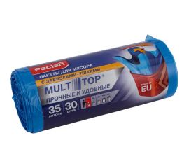 Мешки для мусора с ушками Multitop (30 шт; 50x64 см; 35 л; ПНД; 10.5 мкм; синие) Paclan 600819 