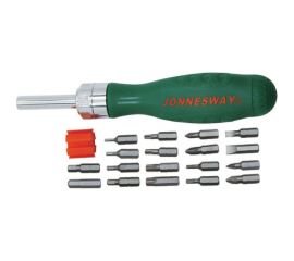 Трещоточная отверточная рукоятка с набором бит Jonnesway DR0119S 