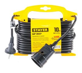 Удлинитель на рамке Stayer MF 207, 10 м, 2200 Вт, 1 гнездо, ПВС 2х0,75 мм2, 55014-10_z01 
