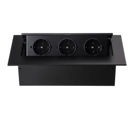 Блок розеток Mebax, MX-226 3 секции чёрный полуавтоматический 212х60мм 00-00001187 