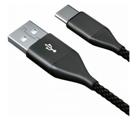 Дата-кабель AKAI Type C, 1м, 2,1А, нейлон, черный CE-464B 