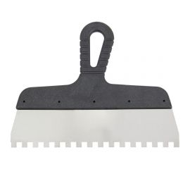 Зубчатый шпатель КЭС 8x8 мм, нержавеющая сталь, пластиковая рукоятка, 200 мм 10000047 