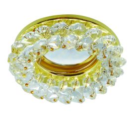 Встраиваемый светильник Ecola MR16 CD4141 GU5.3 круглый, с хрусталиками прозрачный, золото 50x90 FD1618EFY 