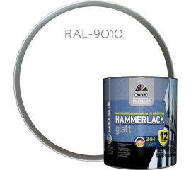 Эмаль Dufa Hammerlack Premium на ржавчину, гладкая, белый RAL-9010, 0.5 л МП00-010409 