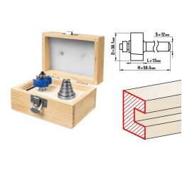 Четвертная фальцевая фреза в наборе с подшипниками ЗУБР Профессионал 38.1х13 мм 28759-38.1-H6 