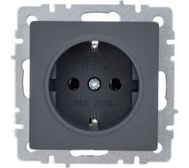1-местная розетка IEK Brite рс11-1-0-брг с заземлением, без защитных шторок, 16А, графит BR-R11-16-K53 