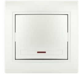 Выключатель Intro Plano 1-102-06 одноклавишный с подсветкой, 10А-250В, IP20, СУ, перламутр, Б0053736 