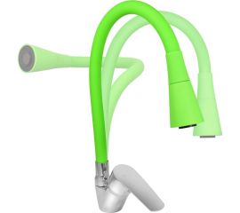 Смеситель для мойки Juguni одноручный, с гибким изливом 2 режима (зеленый), креп. гайка, 0402.152 