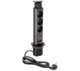 Выдвижная розетка Inrior выдвижной и встраиваемый блок розеток на 3 EURO розетки 2 USB-A RUFH-03-20 