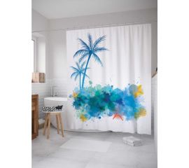 Штора (занавеска) для ванной JoyArty ""Пятнистые тропики"" из сатена, 180х200 см с крючками, sc_17264 