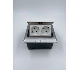Напольная розетка Inrior розетка в пол, блок розеток в пол, серый, на 2 EURO розетки DB-02-80 