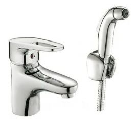 Смеситель для раковины умывальника Haiba с гигиеническим душем лейкой, хром HB1268 