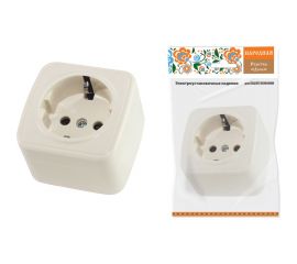 Розетка TDM 2П+З открытой установки IP20 16А, слоновая кость Дача Народная SQ1824-0021 