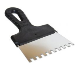 Фасадный шпатель EUROTEX 150 мм зуб 8х8 нержавеющая сталь пластмассовая ручка 020607-080-150 