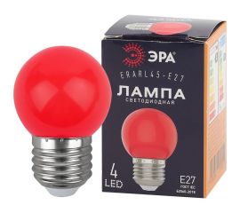 Светодиодная лампа ЭРА ERARL45E27 LED Р451WE27, шар, 4SMD, 1W, E27, для белтлайт, 10/100/6000, красный Б0049575 