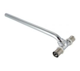 Короткий радиаторный тройник пресс с латунной хромированной трубкой 15мм, 16х15х16, 300мм Valtec VTm.282.N.161516 