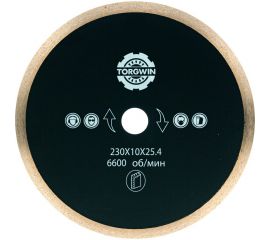 Алмазный диск тонкий со сплошной кромкой для керамогранита 230х10х1.5х25.4 мм TORGWIN 106AG-TG23025TKL 