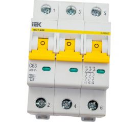 Автоматический выключатель IEK ВА47-60M 3Р 63А 6кА С MVA31-3-063-C 