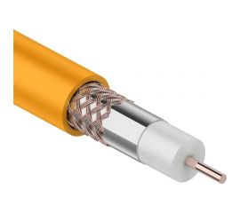 Коаксиальный кабель REXANT RG-6U+Cu нгА-HF, Cu/Al/Cu, 64%, 75 Ом, бухта 100 м, оранжевый 01-2654 