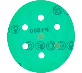 Круг шлифовальный на липучке - зелёный 125 мм, 5 шт, P1500 FASTER TOOLS 8552 