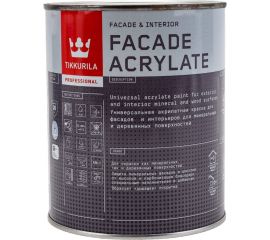 Краска TIKKURILA FACADE ACRYLATE акрилатная, универсальная для фасадов и интерьеров, база A 0,9л 700012339 