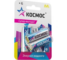 Алкалиновые элементы питания КОСМОС LR6 6 шт. на блистере, KOCLR6BL6 