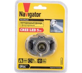 Фонарь Navigator, NPT-H06-3AAA, налобный, CREE, 1LEDx5Вт, 3 режима, фокус 94913 