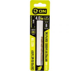 Сверло по металлу HSS TIN 4x75 мм, нитридтитановое покрытие On 14-21-040 