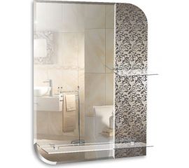 Зеркало Mixline Вьюн 550x750 мм., 2 полки, пескоструйный рисунок 537543 