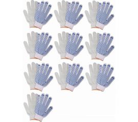 Трикотажные перчатки КОРДЛЕНД хлопок, 4-х нитка, белые, 10 пар, 10-й класс, M, 30-40 гр, ПВХ точка PER-00028.10 