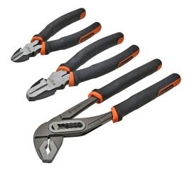 Набор инструмента TACTIX ERGO из 3-х штук, плоскогубцы, кусачки, переставные плоскогубцы 204007 