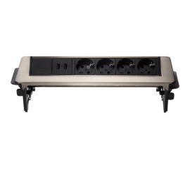 Полуавтоматический блок розеток Mebax 47 4 секции Серый металлик 319х93мм 2 USB, 00-00000829 