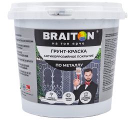 Грунт-краска BRAITON paint ВД антикоррозийное покрытие по металлу, черная, 1 кг арт.2583 