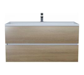 Тумба с раковиной для ванной uperwood Barsa_100 см, раковина белая, подвесная тумба белая/дуб сонома 293020535 