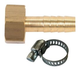 Наконечник латунный с подвижной гайкой внутренняя резьба 1/2 х елочка 10 мм + хомут Профитт 4823419 