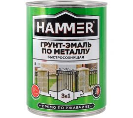 Грунт-эмаль по металлу HAMMER 3в1 б/с св.-серая 0,9 кг ЭК000116554 