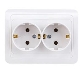 Розетка Smartbuy 2-местная с заземлением 16А белая, керамика Марс SBE-02w-16-S2-Z-c 