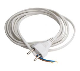 Сетевой шнур Мастер Тока ШВВПбм 2x0.75 белый, 6А, без заземления, 3м, плоская вилка СШ0036 