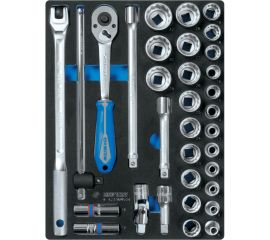 Набор торцевых головок 1/2"" с принадлежностями KING TONY двенадцатигранные, ложемент, 33 предмета 9-4233MRV04 