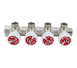 Коллектор с регулирующими вентилями, VALTEC 3/4х4 выход, 1/2 наружная, на подающий трубопровод VTc.570.N.0504 