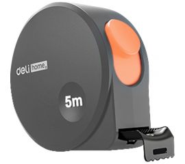 Рулетка DELI home series gray ht8519c 5мх19мм, эксклюзивный дизайн, корпус из софттач пластика, противоскользящая резиновая вставка, подарочная упаковка 112898 