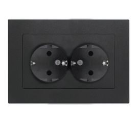 Двухместная розетка UNIVersal серия афина с/з, с/у, 16а, 220в, графит еврослот A0128-Gr 