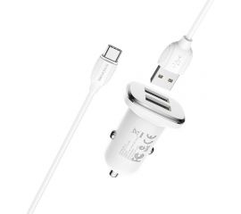 Автомобильное ЗУ BOROFONE 2хUSB-А, 2.4A + кабель AM-Type-C 1 м, белый 23752-BZ12tW 