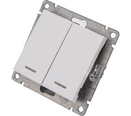 Двухклавишный выключатель UNIVersal с подсветкой серия афина, с/у, 10а, 220в, белый еврослот A0123 