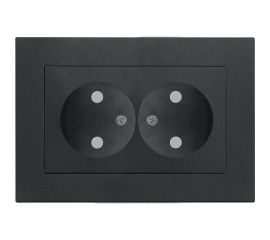 Двухместная розетка UNIVersal серия афина, без заземления, защитные шторки, скрытой установки, 16а, 220в, графит, еврослот A0048-Gr 