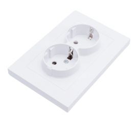 Двухместная розетка UNIVersal серия афина с/з, с/у, 16а, 220в, белая еврослот A0128 