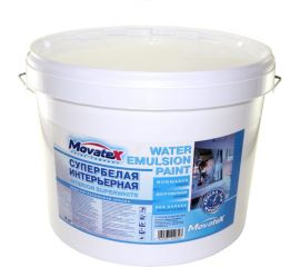 Водоэмульсионная интерьерная краска Movatex супербелая, моющаяся, 14 кг Т02330 