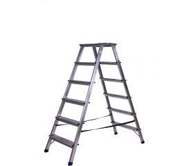 Алюминиевая двухсторонняя стремянка с мини-платформой STAIRS 6 ступеней АМР 206 